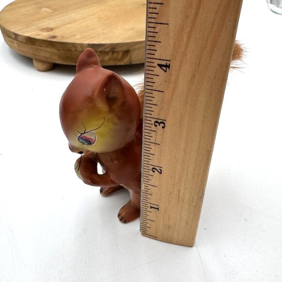 Enesco Ceramic Squirrel with Furry Bushy Tail Kitschy Japan Acorn vintage decor - Picture 11 of 13